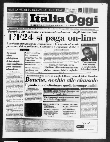 Italia oggi : quotidiano di economia finanza e politica